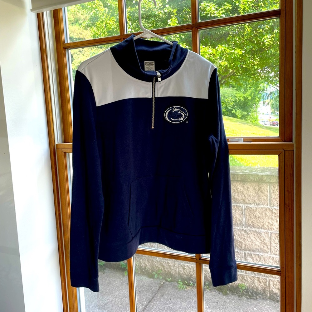 PINK Penn State Quarter Zip w/ front pocket, Large